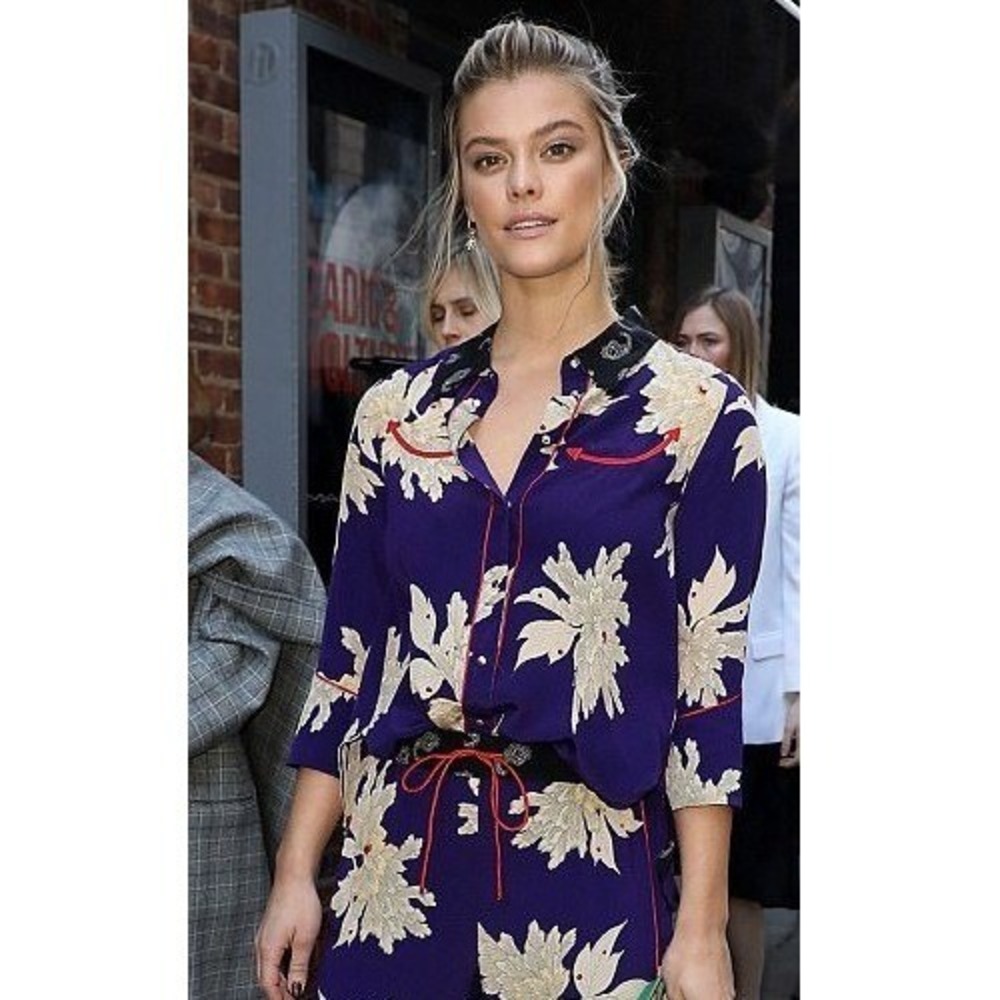 Zadig & Voltaire Twin Blossom Silk Western Floral Shirt Purple Size M